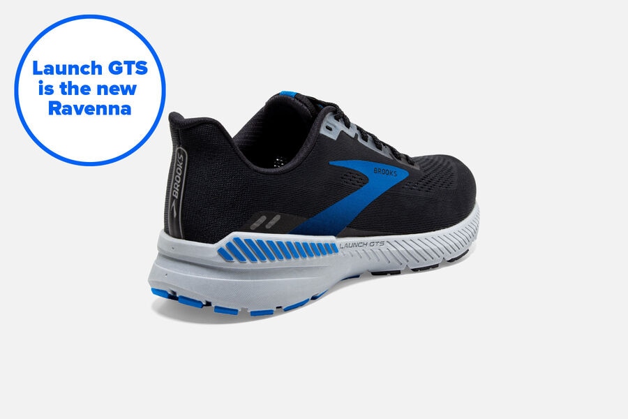 Brooks Launch Gts 8 Road Löparskor Herr - Svarta/Grå/Blå - 8103-QVSGF